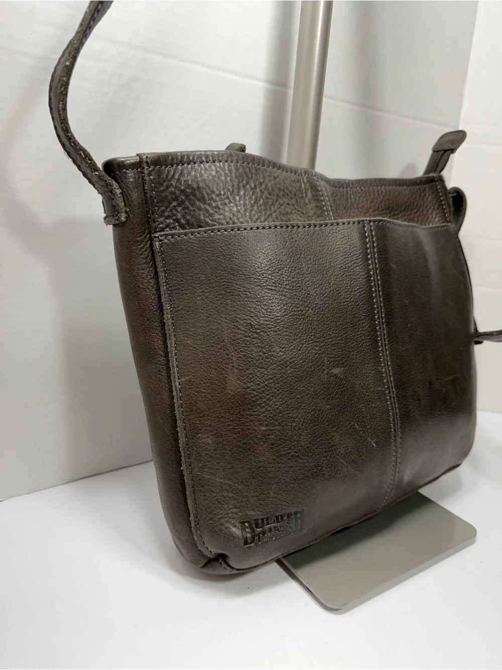 DULUTH TRADING COMPANY Lifetime Crossbody Brown Leather Sling Bag Purse